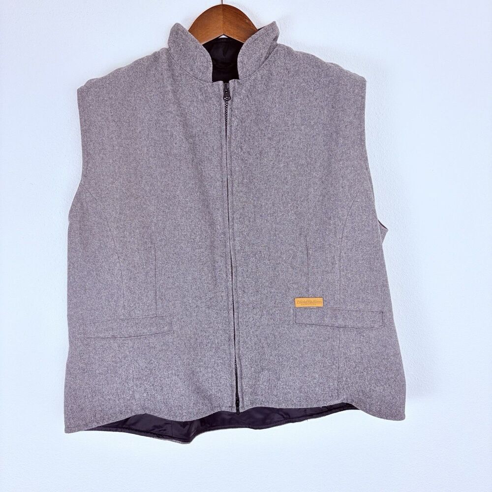 Powder River Outfitters Wool Blend Vest Gray Full Zip XL Western Outdoor